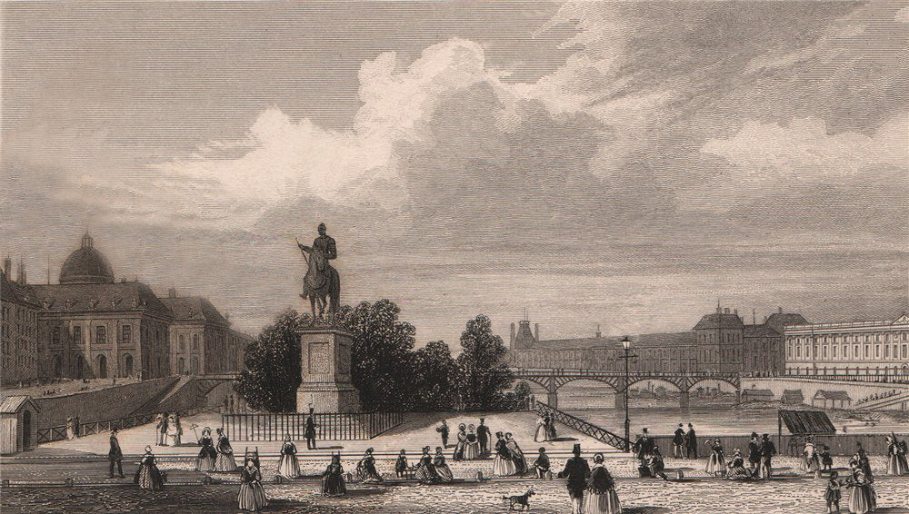 PARIS. Statue of Henry IV on Pont Neuf. BICKNELL 1845 old antique print